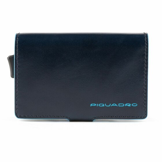 Piquadro Niebieskie kwadratowe etui na karty kredytowe RFID skórzane 7 cm nachtblau