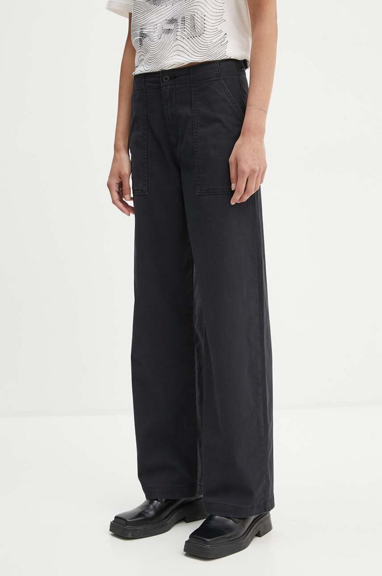 Levi's spodnie damskie kolor czarny szerokie high waist SURPLUS STRAIGHT