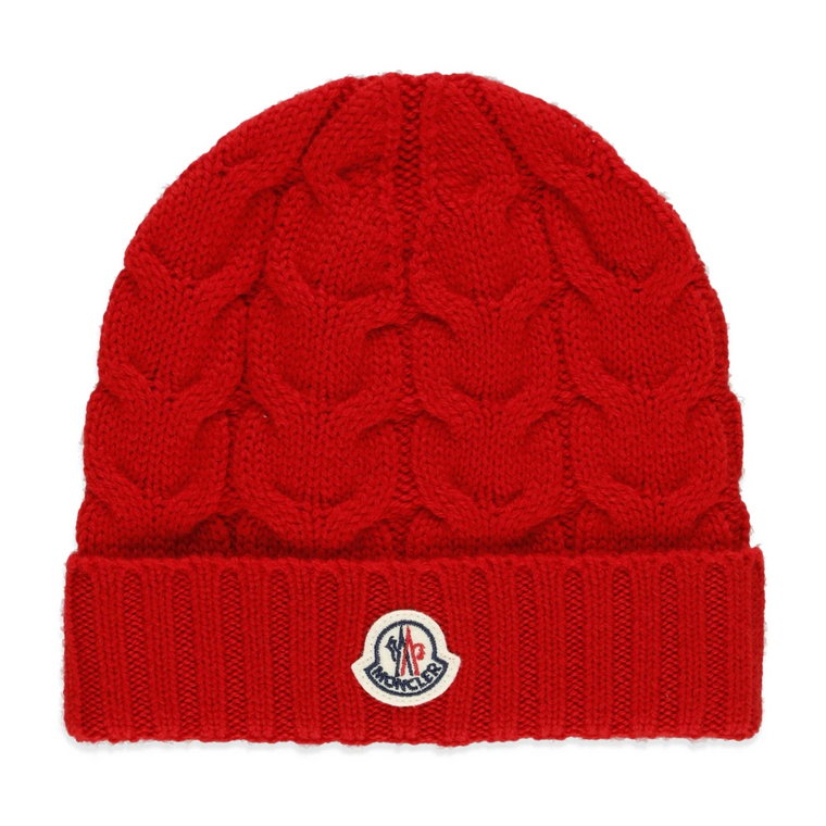 Czerwona wełniana czapka beanie dla chłopców Moncler