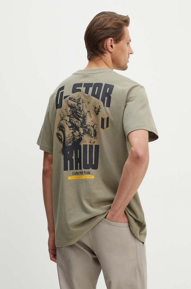 G-Star Raw t-shirt bawełniany męski kolor zielony z nadrukiem D24690-C336