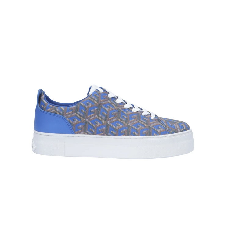 Niebieskie Eco-Skórzane Sneakersy dla Kobiet Guess