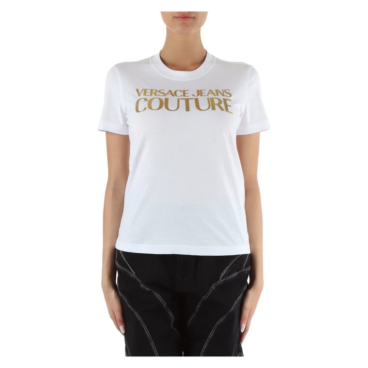 Bawełniana T-shirt z Logo w Wypukłości Versace Jeans Couture