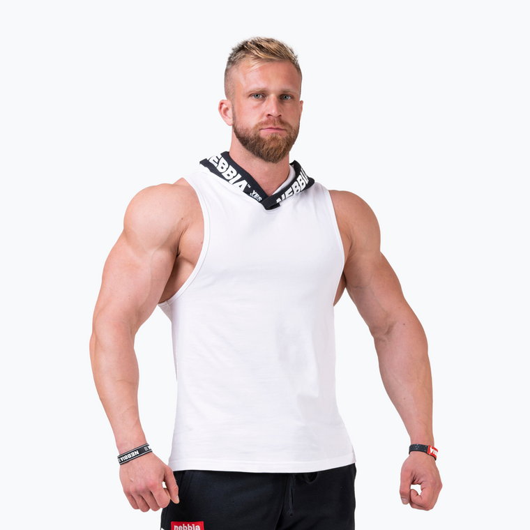 Tank top treningowy męski NEBBIA No Excuses Tank Top Hoodie white | WYSYŁKA W 24H | 30 DNI NA ZWROT