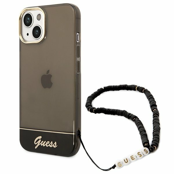Guess GUHCP14SHGCOHK iPhone 14 6,1" czarny/black hardcase Translucent Pearl Strap