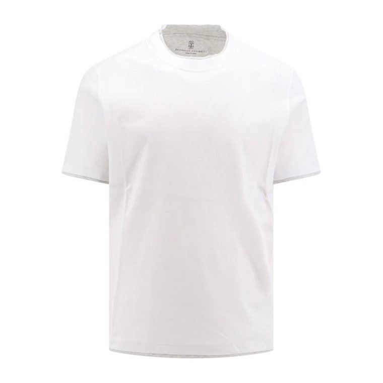 Biała koszulka z okrągłym dekoltem Brunello Cucinelli