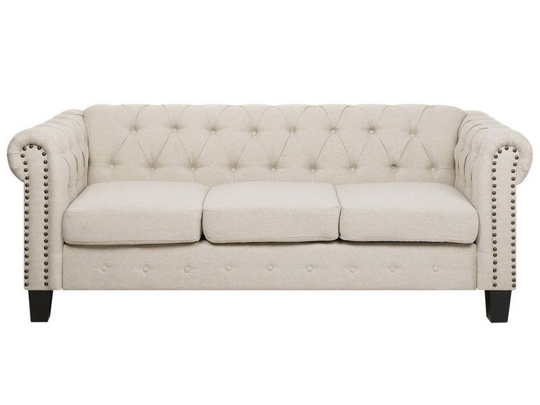 Sofa tapicerowana BELIANI Chesterfield, 3-osobowa, beżowa, 78x208x88 cm