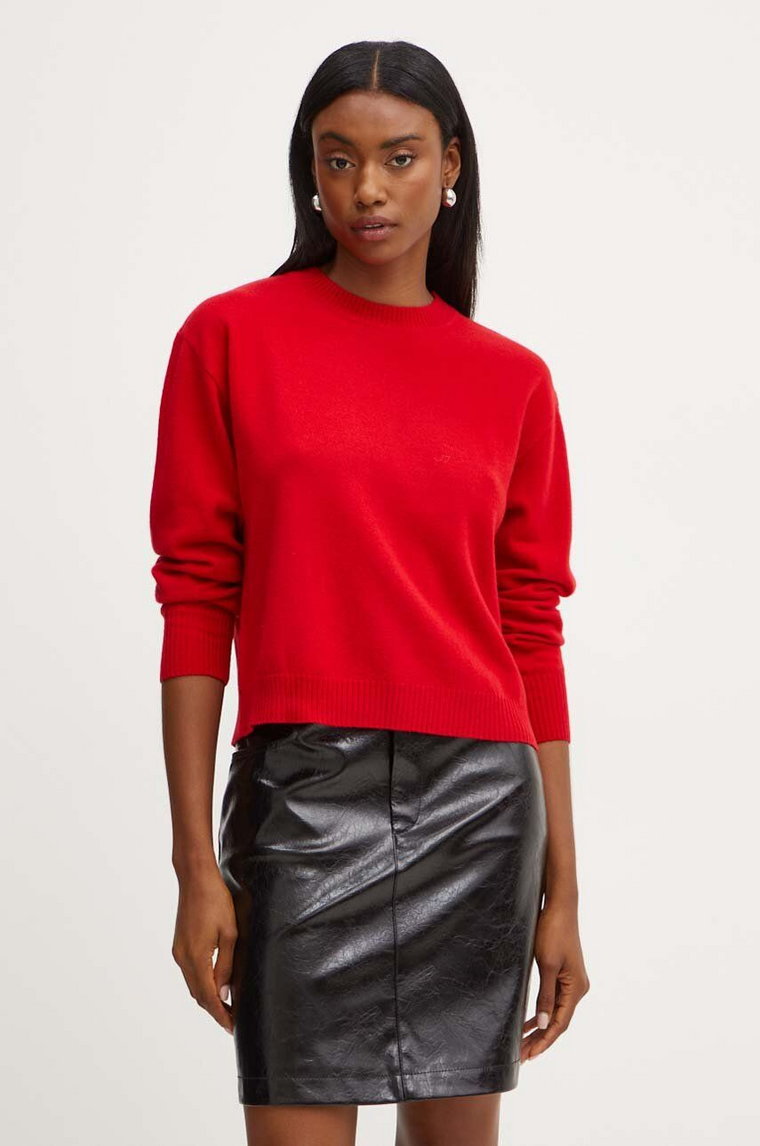 Marella sweter wełniany damski kolor czerwony  2423366181200