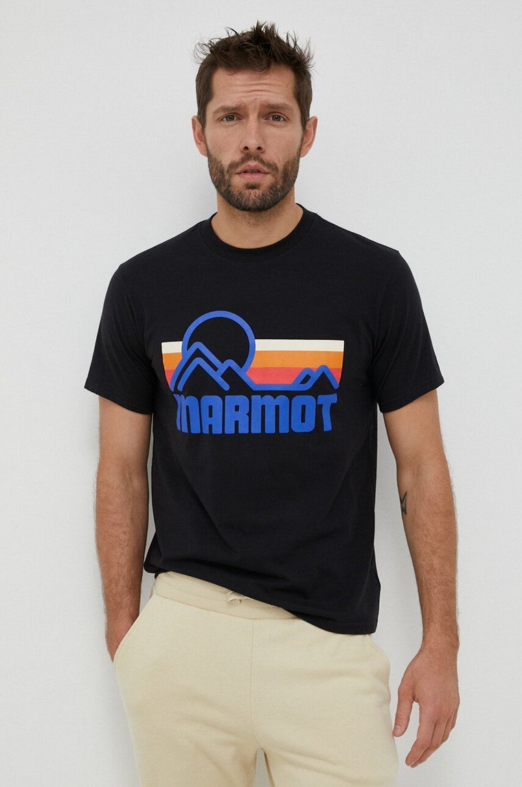 Marmot t-shirt Coastal męski kolor czarny z nadrukiem