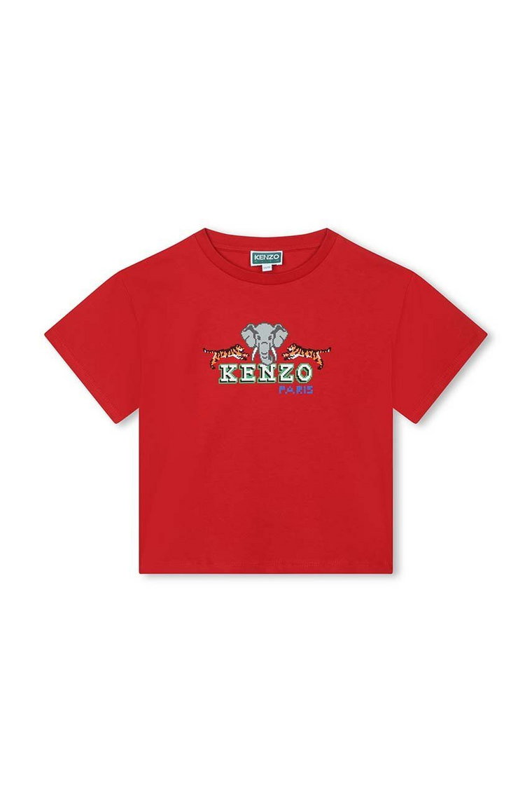 Kenzo Kids t-shirt bawełniany dziecięcy kolor czerwony z nadrukiem