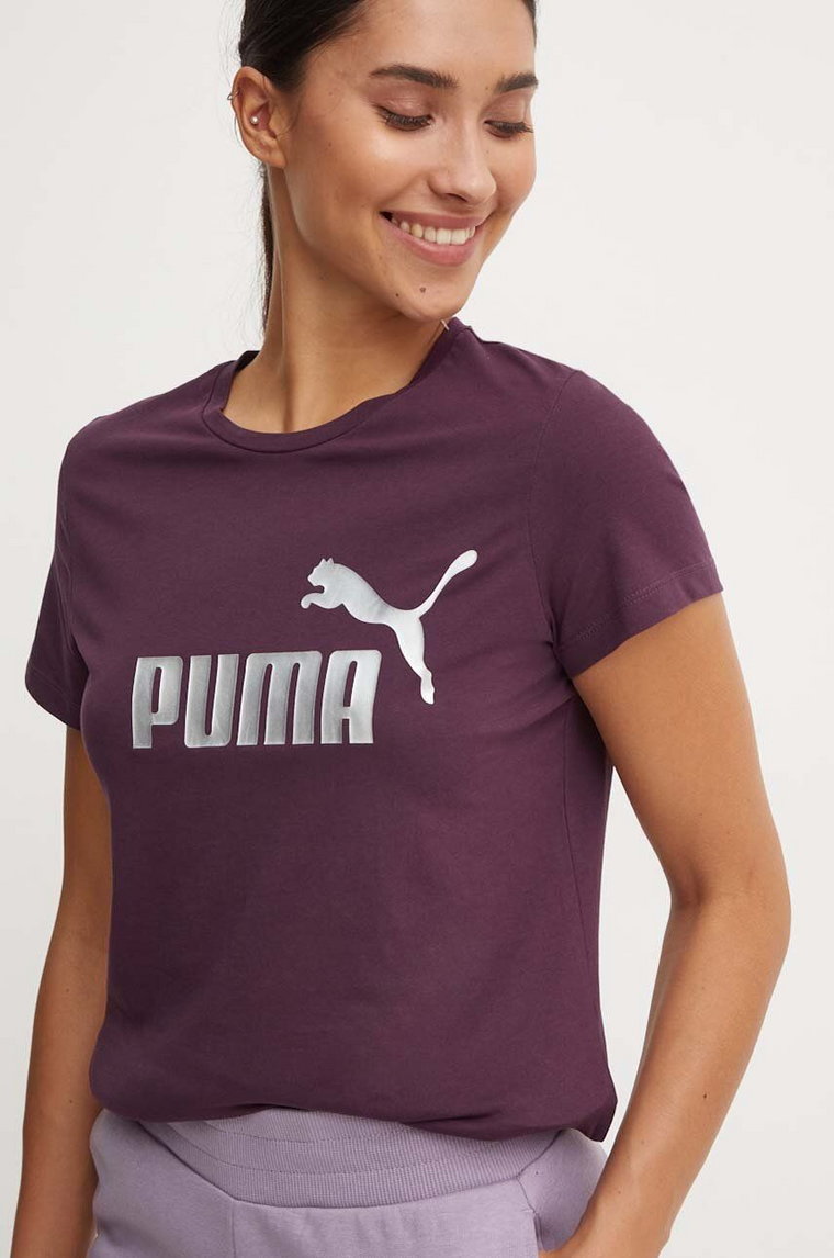 Puma t-shirt bawełniany kolor fioletowy