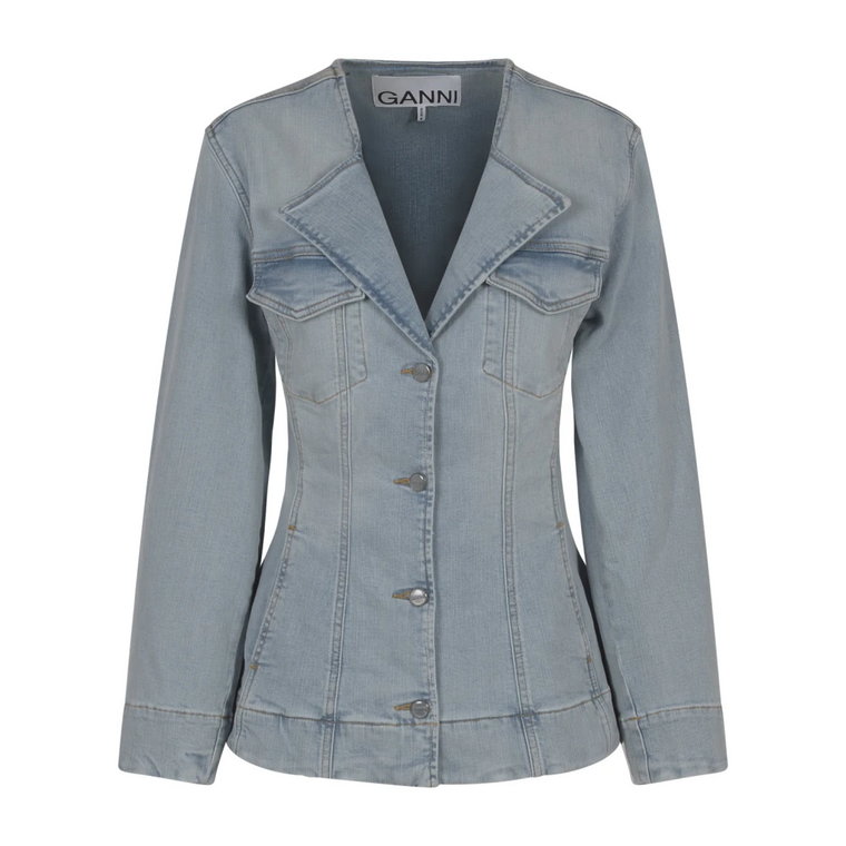 Denim Fitted Blazer Ganni