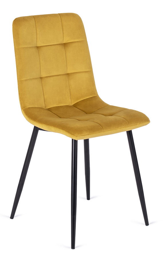 Musztardowe pikowane welurowe krzesło - Gifo