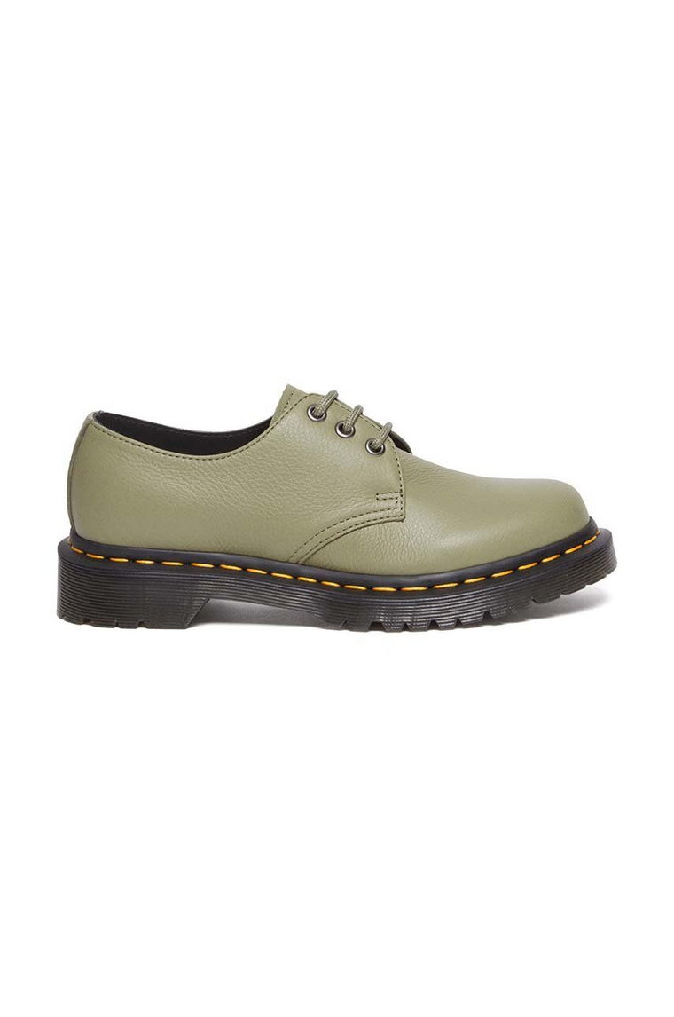 Dr. Martens półbuty skórzane 1461 damskie kolor zielony na płaskim obcasie DM31696357