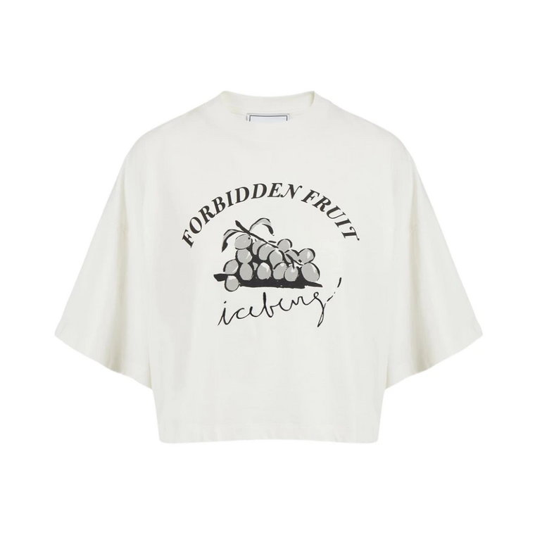 Krótki biały cropped T-shirt z nadrukiem Forbidden Fruit Iceberg