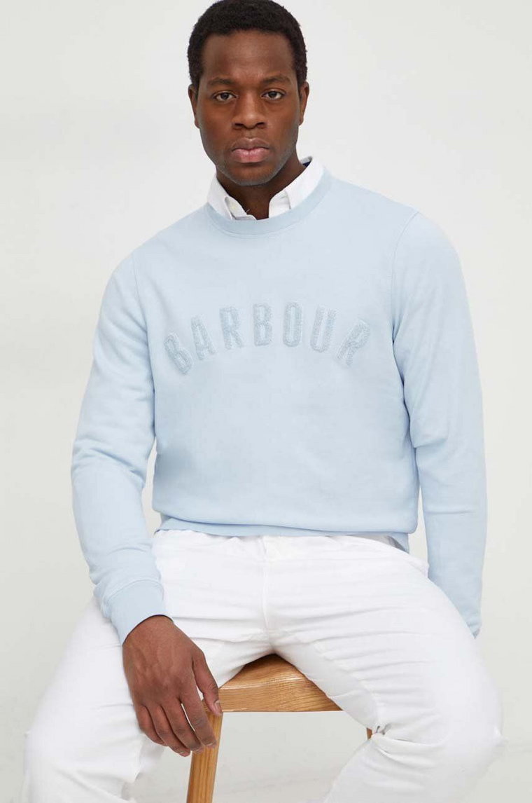 Barbour bluza bawełniana męska kolor niebieski z aplikacją MOL0483