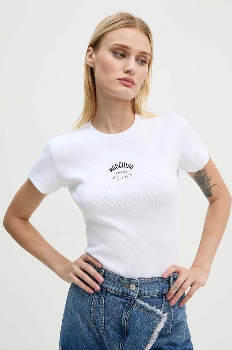 Moschino Jeans t-shirt damski kolor biały J0714 8734