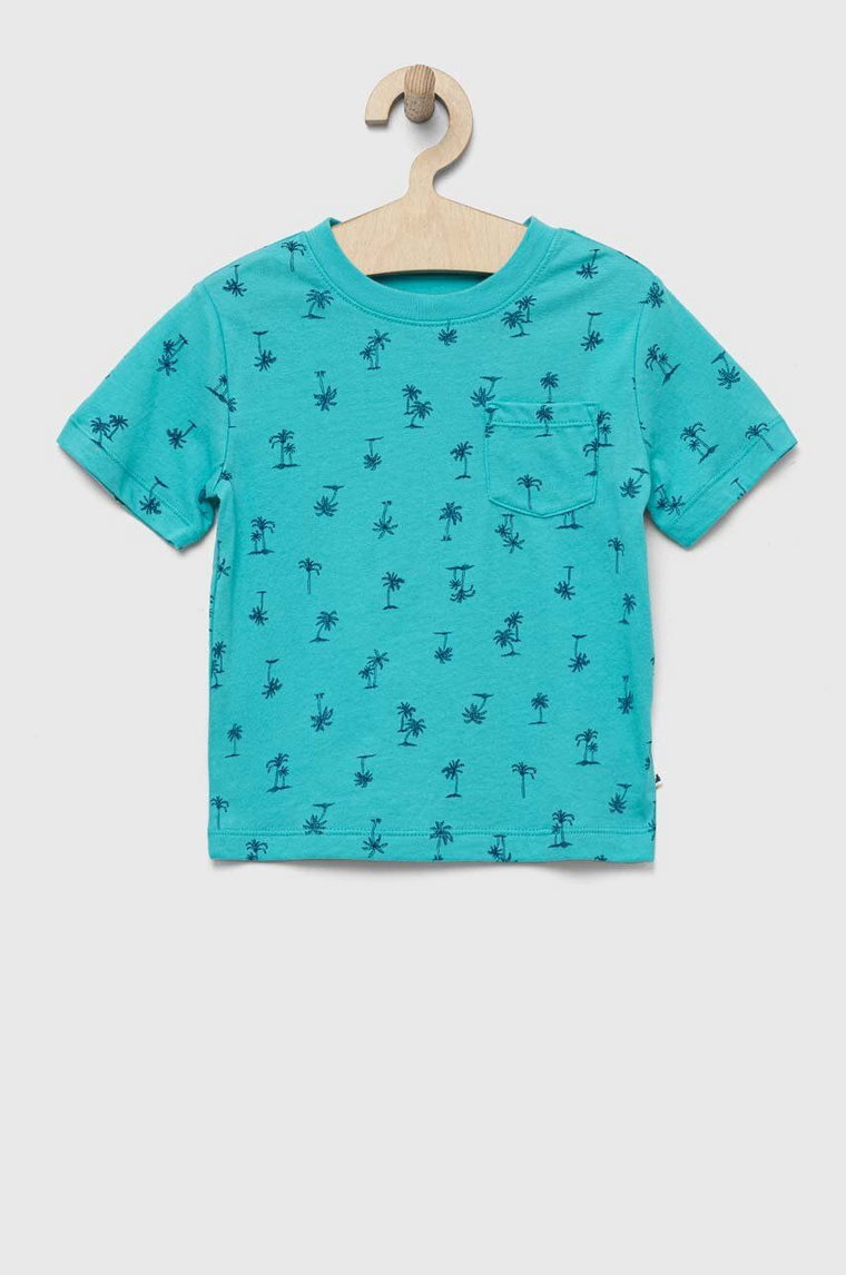 GAP t-shirt bawełniany dziecięcy kolor turkusowy wzorzysty