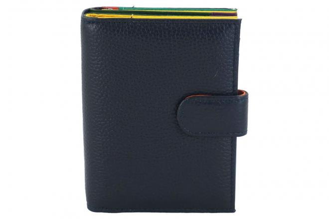 Pojemny kolorowy portfel damski skórzany - Granatowy