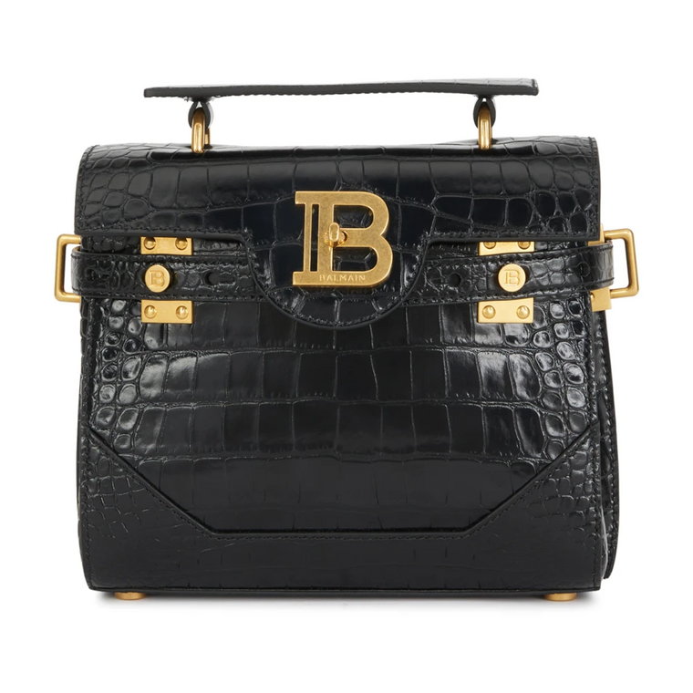 B-Buzz 23 bag in crocodile-print leather Balmain