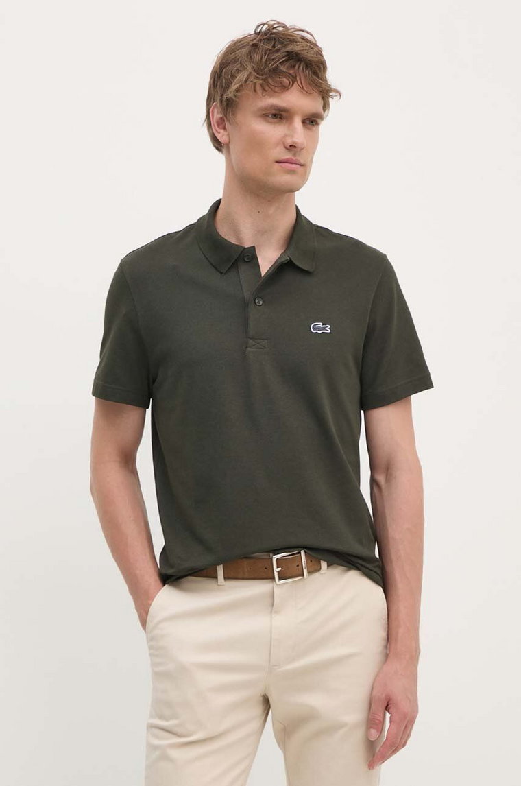 Lacoste polo męski kolor zielony gładki DH5522