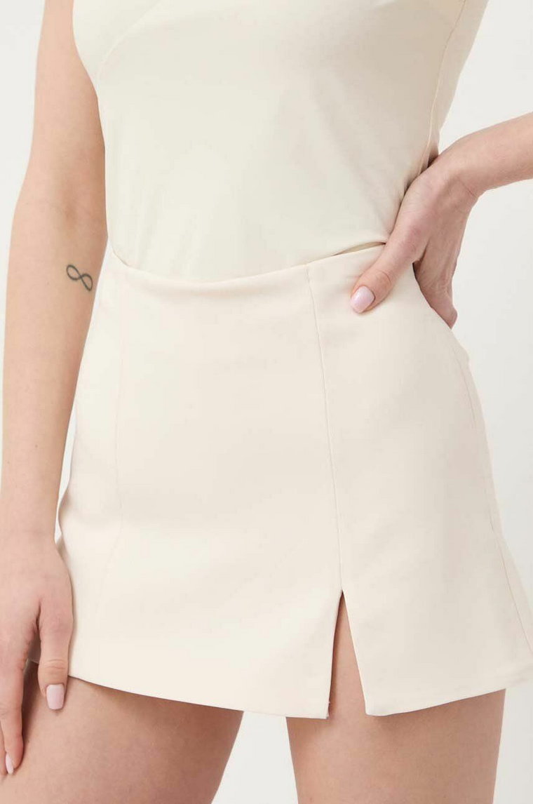 Elisabetta Franchi szorty damskie kolor beżowy gładkie high waist