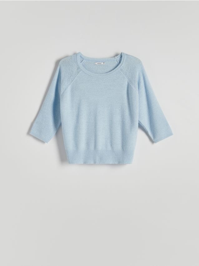 Reserved - Gładki sweter - jasnoniebieski