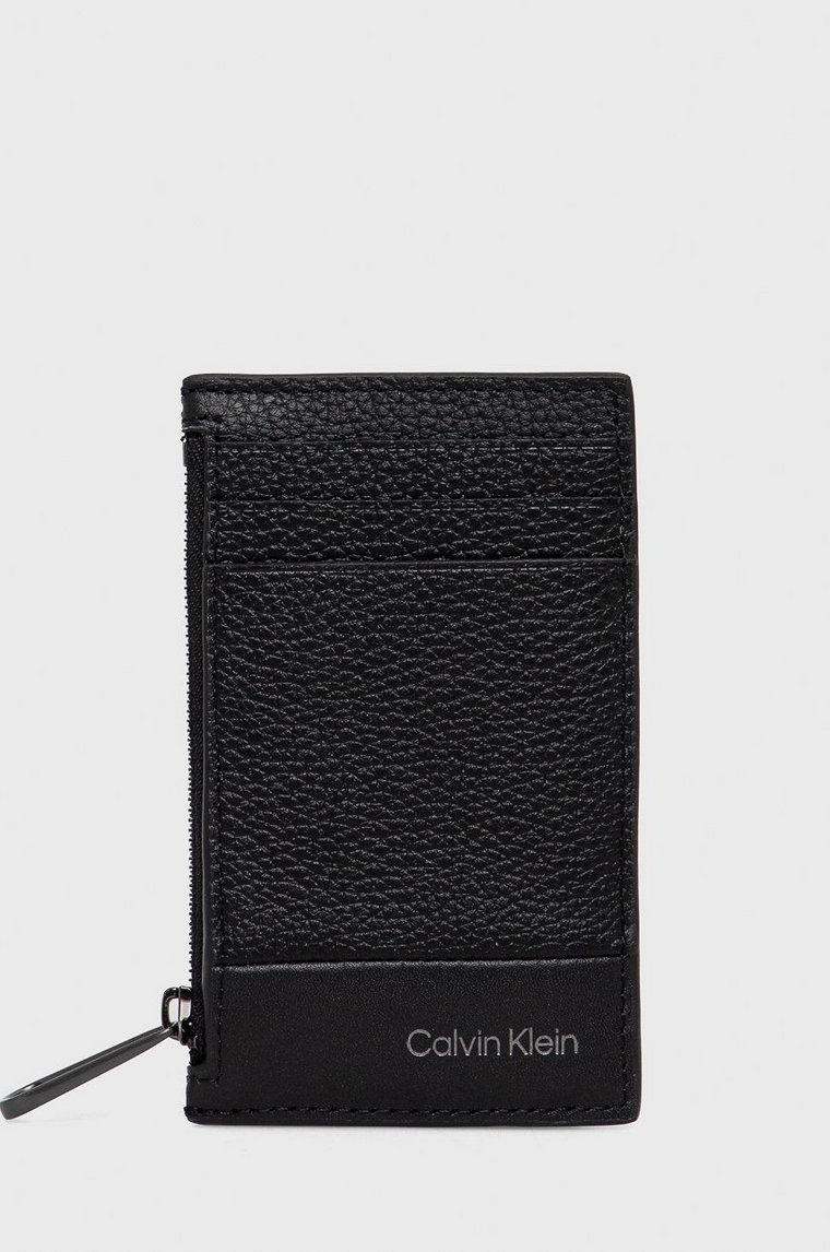 Calvin Klein etui na karty skórzane męski kolor czarny