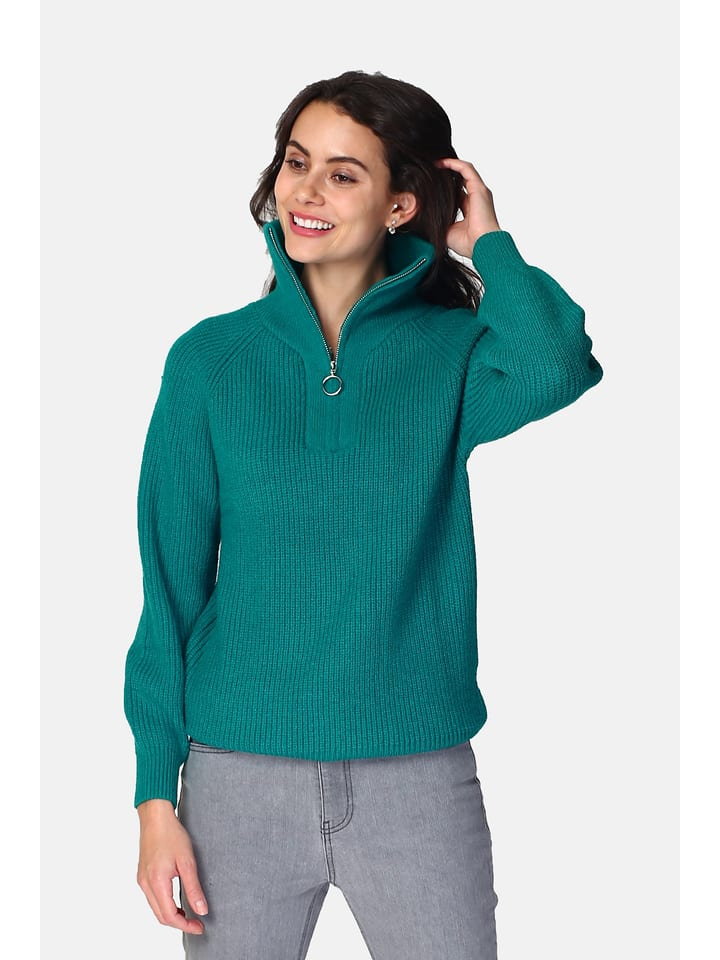 ASSUILI Kaszmirowy sweter w kolorze zielonym