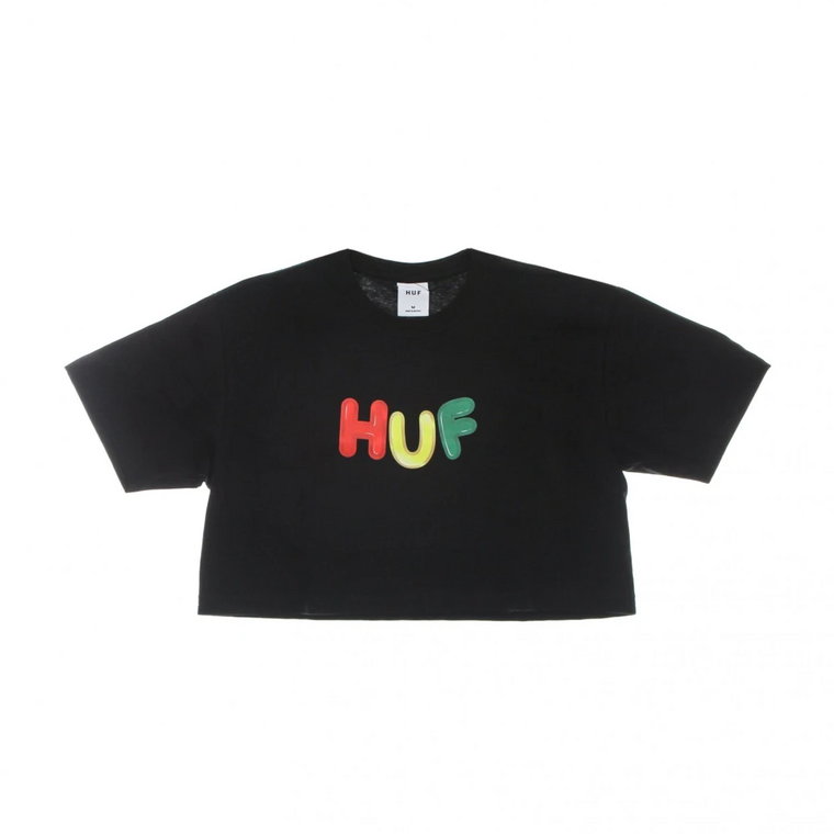 Czarna Gummed Crop Tee - Streetwear Styl HUF