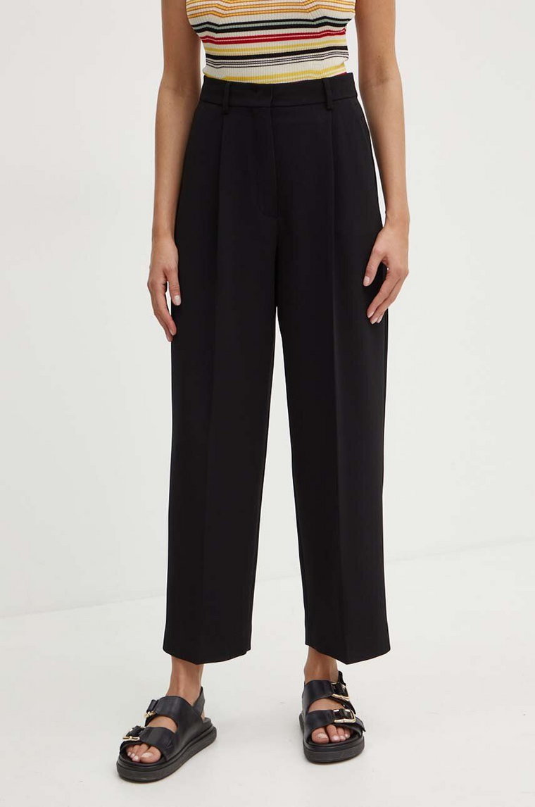 Weekend Max Mara spodnie damskie kolor czarny proste high waist 2425136091600