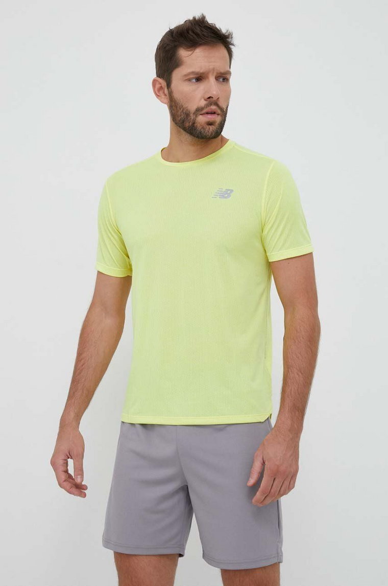 New Balance t-shirt do biegania Impact Run kolor żółty gładki