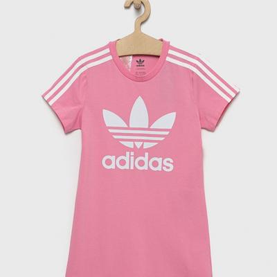 adidas Originals sukienka dziecięca kolor różowy mini rozkloszowana