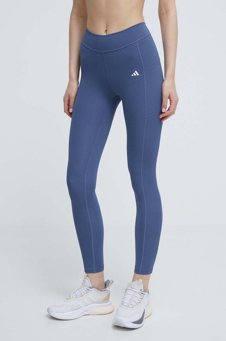 adidas Performance legginsy treningowe Optime kolor niebieski gładkie IT9135