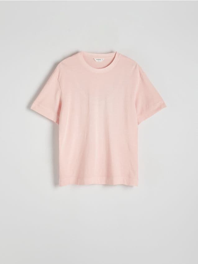 Reserved - T-shirt boxy - pastelowy róż