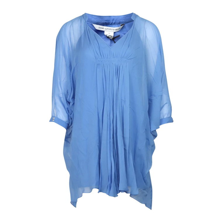 Diane Von Furstenberg Loose Shirt Dress in Blue Silk Diane Von Furstenberg