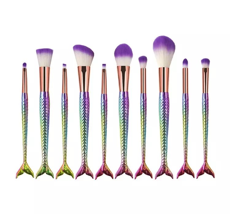 MERMAID BRUSH SET ZESTAW PĘDZLI DO MAKIJAŻU 10 SZTUK SYRENKA