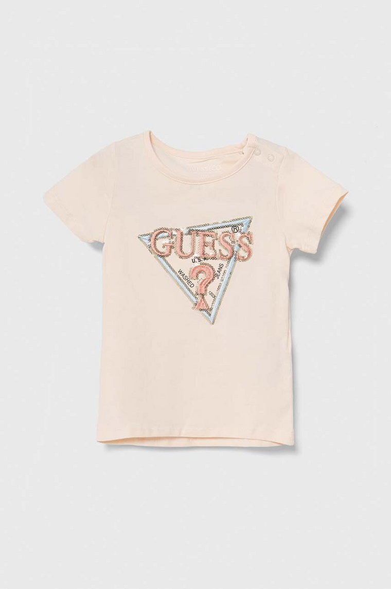 Guess t-shirt dziecięcy kolor różowy