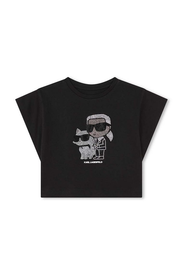 Karl Lagerfeld t-shirt bawełniany dziecięcy kolor czarny