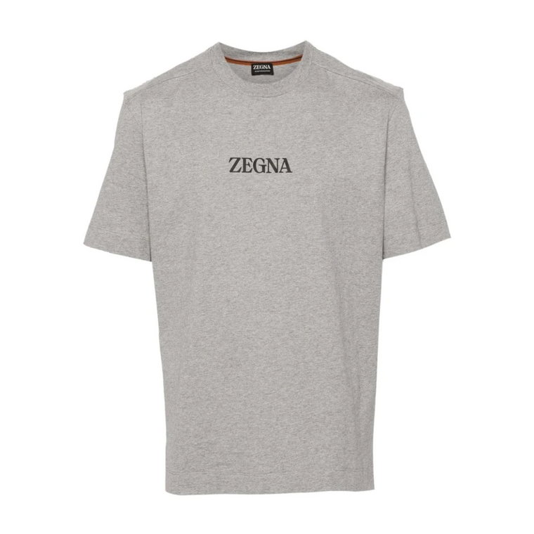 Szare T-shirty i Pola z nadrukiem logo Ermenegildo Zegna