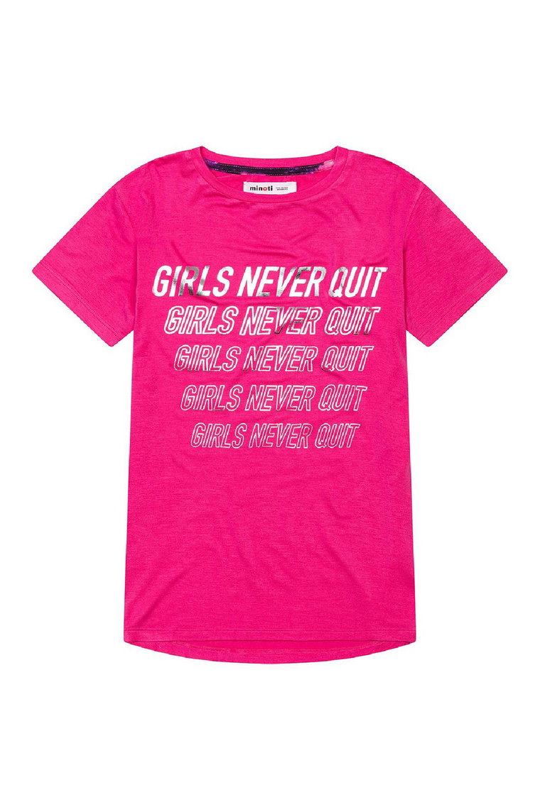 Różowy t-shirt sportowy Never Quit dla dziewczynki