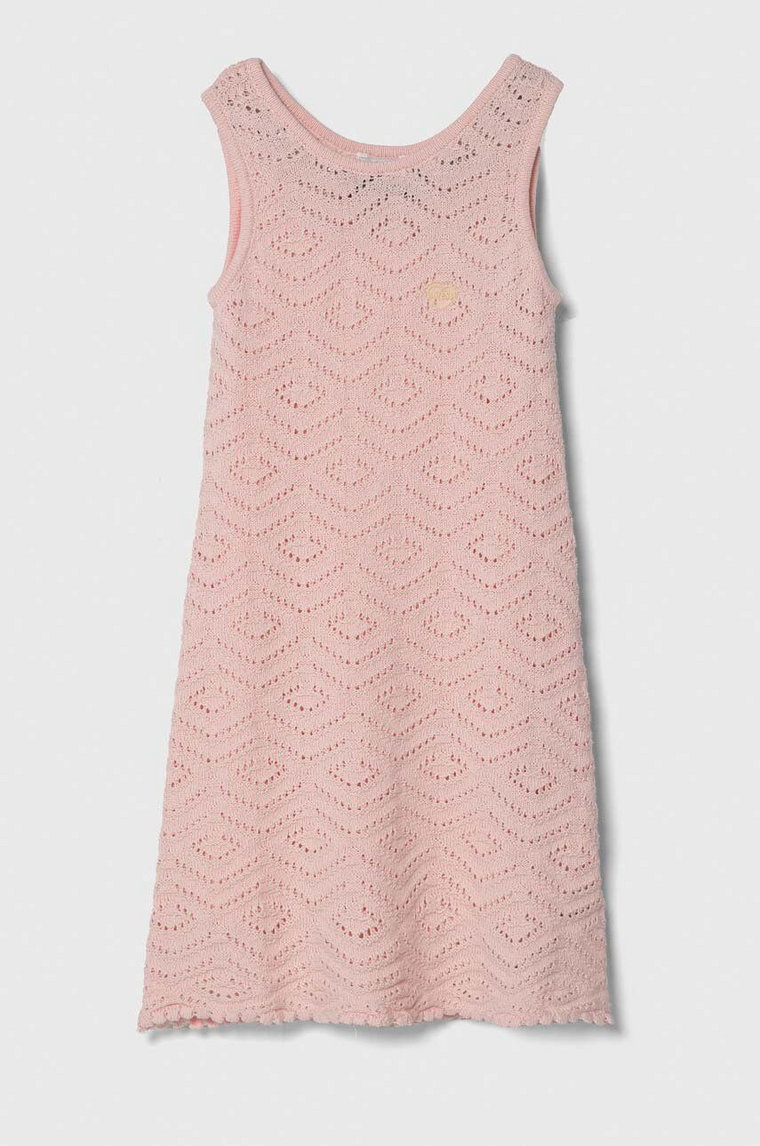 Guess sukienka kolor różowy mini rozkloszowana