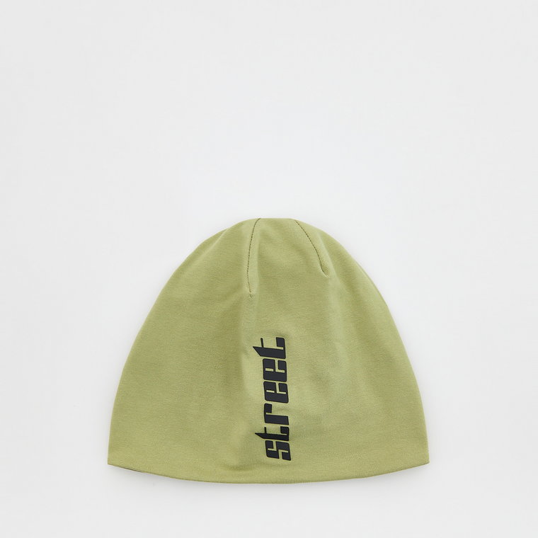 Reserved - Bawełniana czapka z napisem - oliwkowy