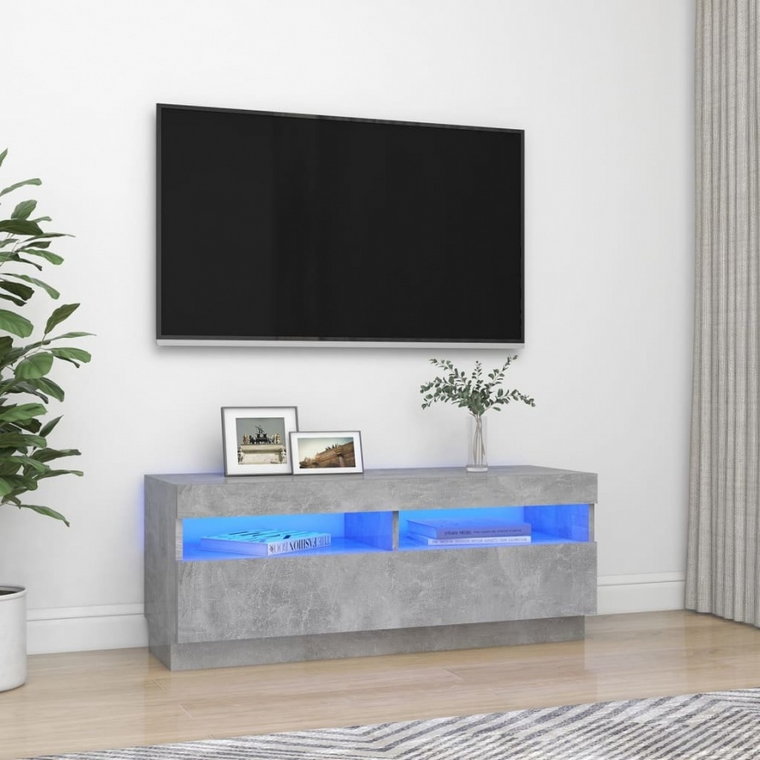 Szafka pod tv z oświetleniem led, szarość betonu, 100x35x40 cm kod: V-804458