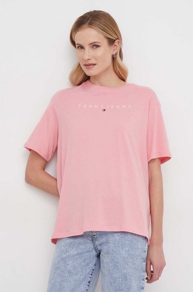 Tommy Jeans t-shirt bawełniany damski kolor różowy DW0DW17836