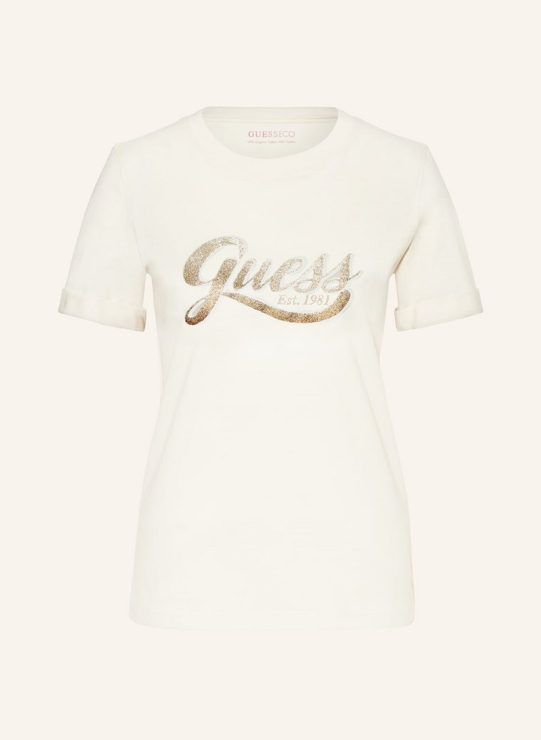 Guess T-Shirt Z Obszyciem Ozdobnymi Kamykami weiss