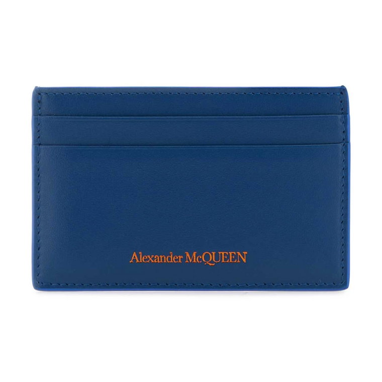 Niebieski skórzany uchwyt na karty Alexander McQueen