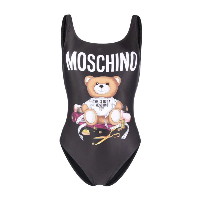 Czarny strój kąpielowy z logo Taddy-Bear Moschino