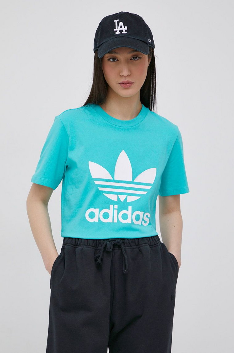 adidas Originals t-shirt Adicolor HE6869 damski kolor turkusowy HE6869-SEMIRU