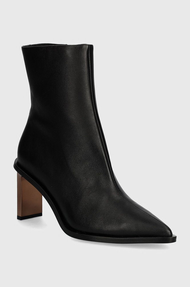 Calvin Klein botki skórzane ANKLE BOOT 70 LTH damskie kolor czarny na słupku HW0HW02092