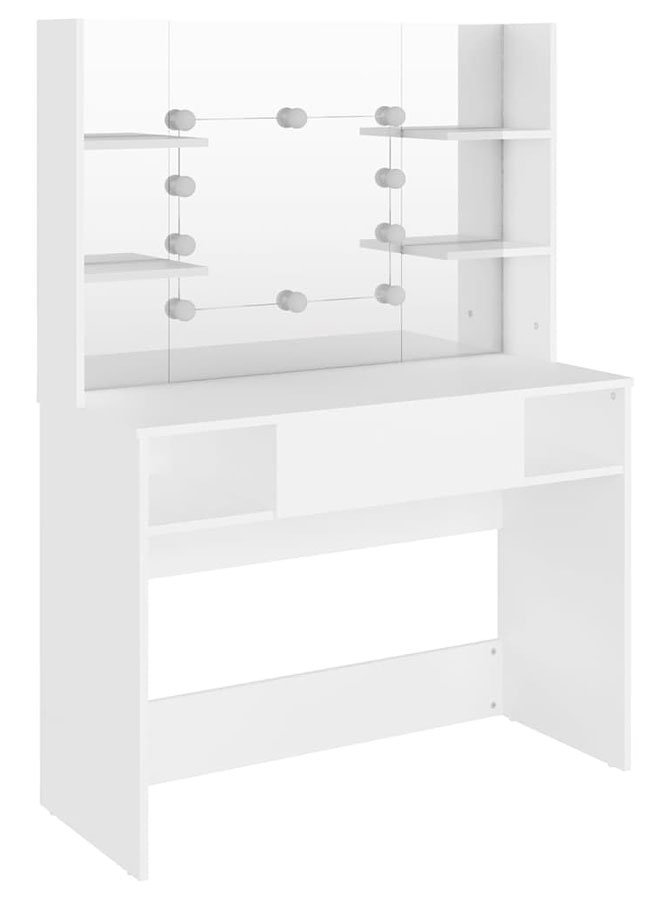 Biała Toaletka Z Lustrem I Żarówkami Led - Soxo 3X 135X100